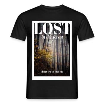 PERDU dans la forêt - T-shirt homme - noir - Devant - AI Model Male 178 light (178cm)