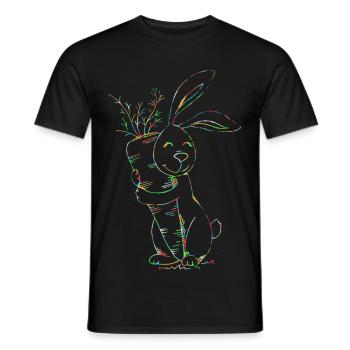 Bunter Neonhase mit Karotten - Männer T-Shirt - Schwarz - Vorne - AI Model Male 178 light (178cm)