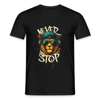 Never Give Up Cat Streetwear Graffiti - Men's T-Shirt - black - Front - AI Model Male 178 light (178cm)