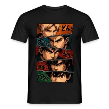 Intensive Anime Silhouettes - Squad - Men's T-Shirt - black - Front - AI Model Male 178 light (178cm)