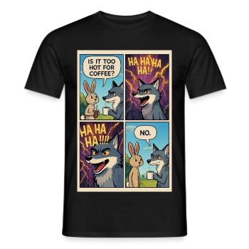  Too Hot Coffee Joke Comic - Funny Gift  - Men's T-Shirt - black - Front - AI Model Male 178 light (178cm)