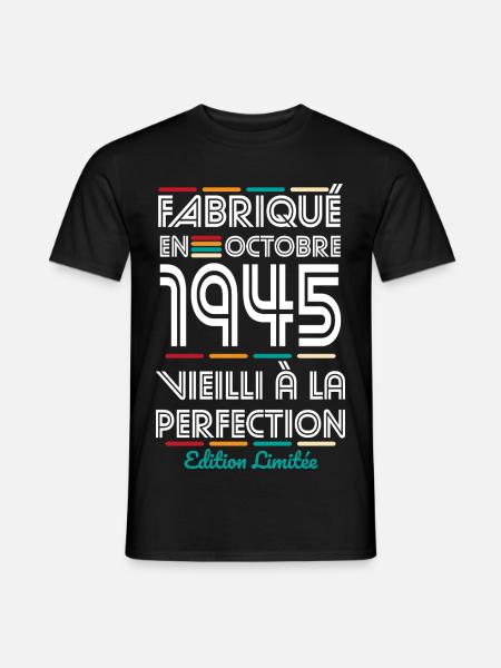 80th Anniversary - Made in October 1945 - Men's T-Shirt - black