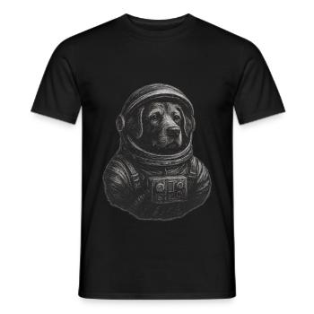 Hund Welpe im Astronautenanzug Astronaut - Männer T-Shirt - Schwarz - Vorne - AI Model Male 178 light (178cm)