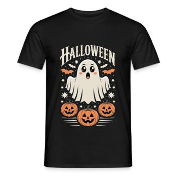 Fantôme effrayant d'Halloween avec des citrouilles - T-shirt homme - noir - Devant - AI Model Male 178 light (178cm)