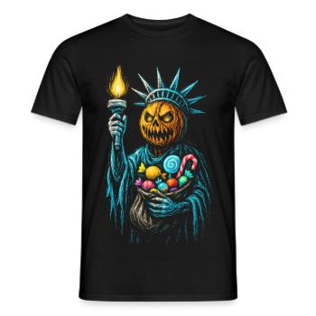 Citrouille Liberty Halloween - T-shirt homme - noir - Devant - AI Model Male 178 light (178cm)
