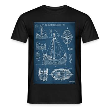Plan de rouage hanséatique | Plan du bâtiment historique - T-shirt homme - noir - Devant - AI Model Male 178 light (178cm)