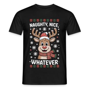 Naughty Nice Whatever Rentier - Männer T-Shirt - Schwarz - Vorne - AI Model Male 178 light (178cm)