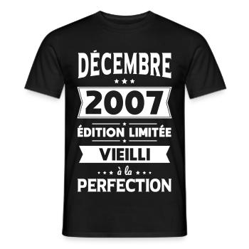 18th Birthday - December 2007 Perfection - Men's T-Shirt - black - Front - AI Model Male 178 light (178cm)