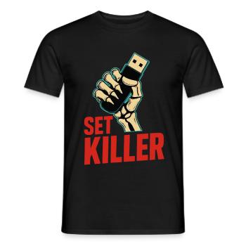 Set Killer – DJ Power - Men's T-Shirt - black - Front - AI Model Male 178 light (178cm)