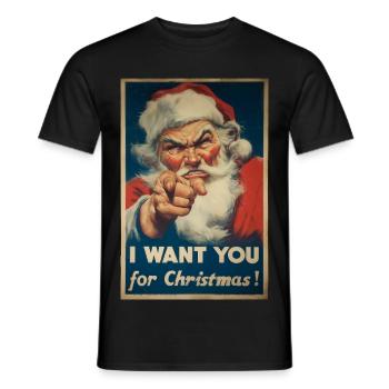 Santa Claus Advertising Poster - Men's T-Shirt - black - Front - AI Model Male 178 light (178cm)