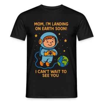 Mom I’m Landing Soon Baby Boy Space Pregnancy  - Men's T-Shirt - black - Front - AI Model Male 178 light (178cm)