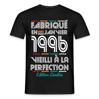 30th Anniversary - Made in January 1996 - Men's T-Shirt - black - Front - AI Model Male 178 light (178cm)