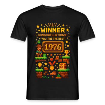 1976 Level 50 Hemd für Retro-Gamer und Geburtstage - Männer T-Shirt - Schwarz - Vorne - AI Model Male 178 light (178cm)