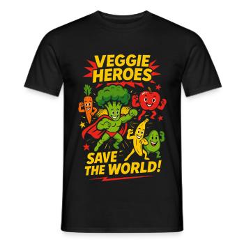 Veggie Heroes for Vegans, Vegetarians Food Lovers - Men's T-Shirt - black - Front - AI Model Male 178 light (178cm)