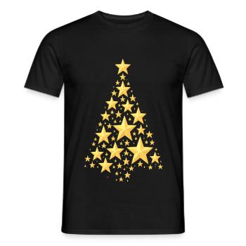 Sapin de Noël étoilé doré - T-shirt homme - noir - Devant - AI Model Male 178 light (178cm)