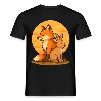 Fuchs und Hase - Männer T-Shirt - Schwarz - Vorne - AI Model Male 178 light (178cm)