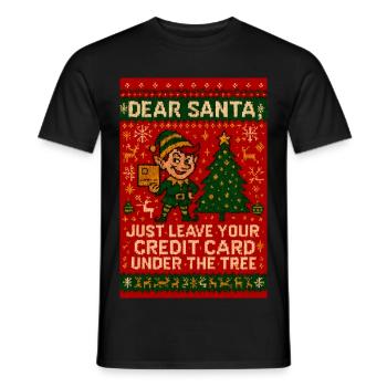 Cher Père Noël Carte de Crédit sous l’Arbre - T-shirt homme - noir - Devant - AI Model Male 178 light (178cm)