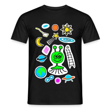 Space doodle - Men's T-Shirt - black - Front - AI Model Male 178 light (178cm)