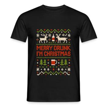 Ugly Christmas Merry Drunk My Christmas - Männer T-Shirt - Schwarz - Vorne - AI Model Male 178 light (178cm)