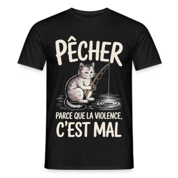 Angeln, weil Gewalt falsch ist - Männer T-Shirt - Schwarz - Vorne - AI Model Male 178 light (178cm)