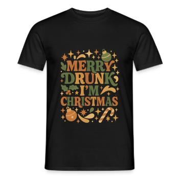 Joyeux Noël ivre à Noël Pull moche - T-shirt homme - noir - Devant - AI Model Male 178 light (178cm)