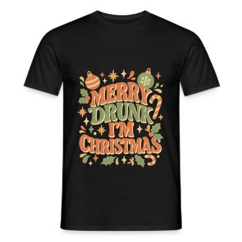 Merry drunk, I'm Christmas - Men's T-Shirt - black - Front - AI Model Male 178 light (178cm)