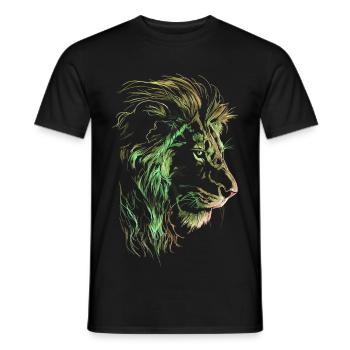 Lion Colorful Lion Head Neon Colorful Predator Art - Men's T-Shirt - black - Front - AI Model Male 178 light (178cm)
