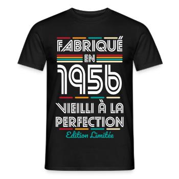 1956 – Made – Aged to perfection - Men's T-Shirt - black - Front - AI Model Male 178 light (178cm)
