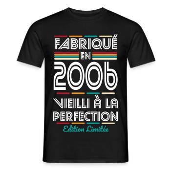 2006 – Hergestellt – Perfekt gereift - Männer T-Shirt - Schwarz - Vorne - AI Model Male 178 light (178cm)