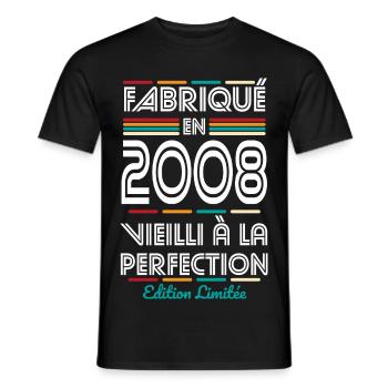2008 – Made – Aged to perfection - Men's T-Shirt - black - Front - AI Model Male 178 light (178cm)
