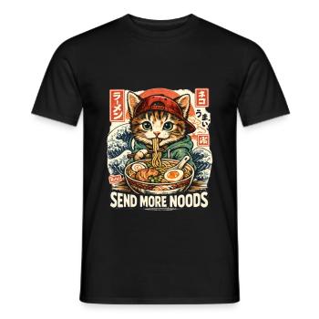 Send Noods Kawaii Neko Ramen Cat Noodle Anime - Men's T-Shirt - black - Front - AI Model Male 178 light (178cm)