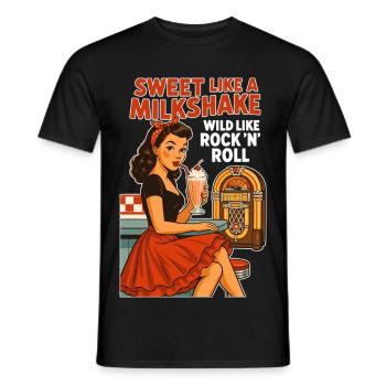 Sweet Milkshake & Rock n Roll: 50s Pin-Up Retro - Männer T-Shirt - Schwarz - Vorne - AI Model Male 178 light (178cm)