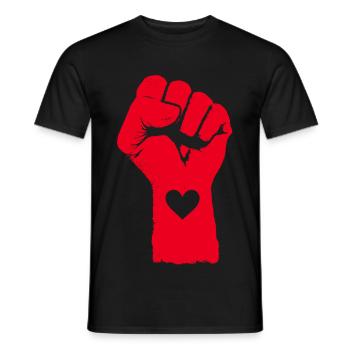 Red Fist with Heart - Men's T-Shirt - black - Front - AI Model Male 178 light (178cm)