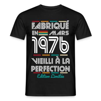 50-jähriges Jubiläum – Hergestellt im Februar 1976 - Männer T-Shirt - Schwarz - Vorne - AI Model Male 178 light (178cm)