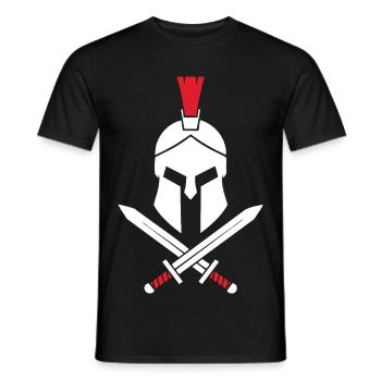 Logo Spartiate Épées Croisées Mascotte Spartan - T-shirt homme - noir - Devant - AI Model Male 178 light (178cm)