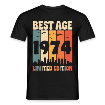  1974 anniversaire rétro 1974 vintage 1974 - T-shirt homme - noir - Devant - AI Model Male 178 light (178cm)
