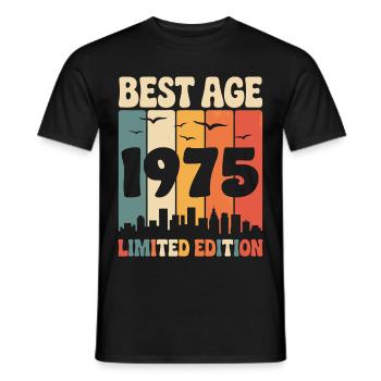  1975 anniversaire rétro 1975 vintage 1975 - T-shirt homme - noir - Devant - AI Model Male 178 light (178cm)