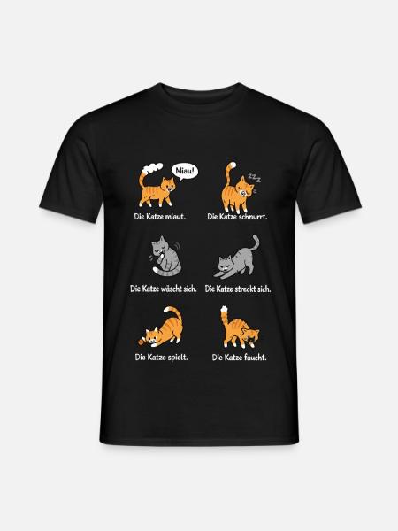 Katzenleben – Schnurrhaare & Katzenliebe - Männer T-Shirt - Schwarz