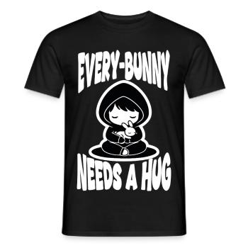 Kaninchen-Umarmung Jeder-Kaninchen-Manga niedlich - Männer T-Shirt - Schwarz - Vorne - AI Model Male 178 light (178cm)