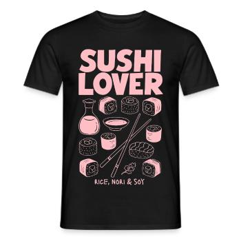 Sushi Lover Pink Neon Illustration - Men's T-Shirt - black - Front - AI Model Male 178 light (178cm)