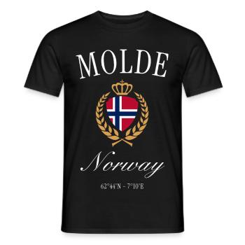 Molde Norwegen Wappen Krone Reise Design Souvenir - Männer T-Shirt - Schwarz - Vorne - AI Model Male 178 light (178cm)