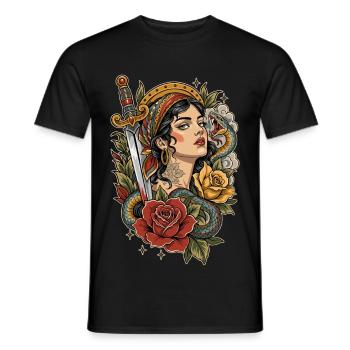 Poison and Roses - Men's T-Shirt - black - Front - AI Model Male 178 light (178cm)