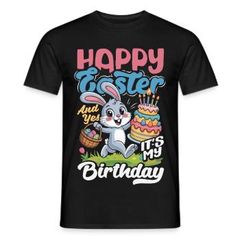Joyeuse Pâques, douce chasse aux œufs du lapin, œufs de Pâques - T-shirt homme - noir - Devant - AI Model Male 178 light (178cm)
