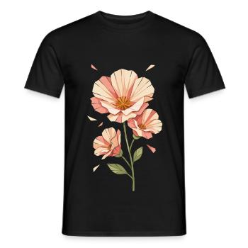 Pastel Poppies Blossom Design - Men's T-Shirt - black - Front - AI Model Male 178 light (178cm)