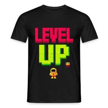 Level Up Pixelheld Retro - Männer T-Shirt - Schwarz - Vorne - AI Model Male 178 light (178cm)