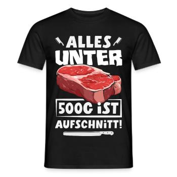 Grillmeister Geschenk Fleisch Wurst & Bier - Männer T-Shirt - Schwarz - Vorne - AI Model Male 178 light (178cm)