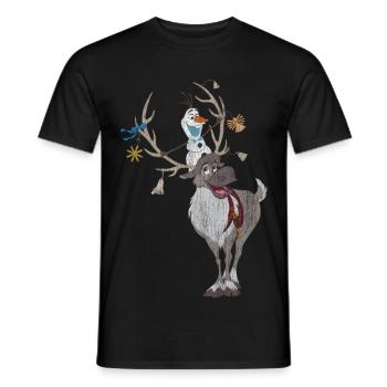 Frozen Sven Und Olaf Mit Weihnachtsschmuck  - Männer T-Shirt - Schwarz - Vorne - AI Model Male 178 light (178cm)