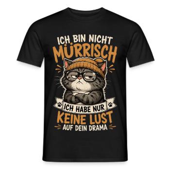 Ich Habe Keine Lust Auf Dein Drama Katze - Männer T-Shirt - Schwarz - Vorne - AI Model Male 178 light (178cm)