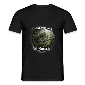 Da leck mich doch am Barsch – Flussbarsch | Angler - Männer T-Shirt - Schwarz - Vorne - AI Model Male 178 light (178cm)