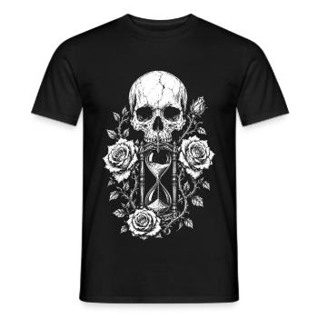 Gothic Skull Memento Mori Design mit Rosen Sanduhr - Männer T-Shirt - Schwarz - Vorne - AI Model Male 178 light (178cm)